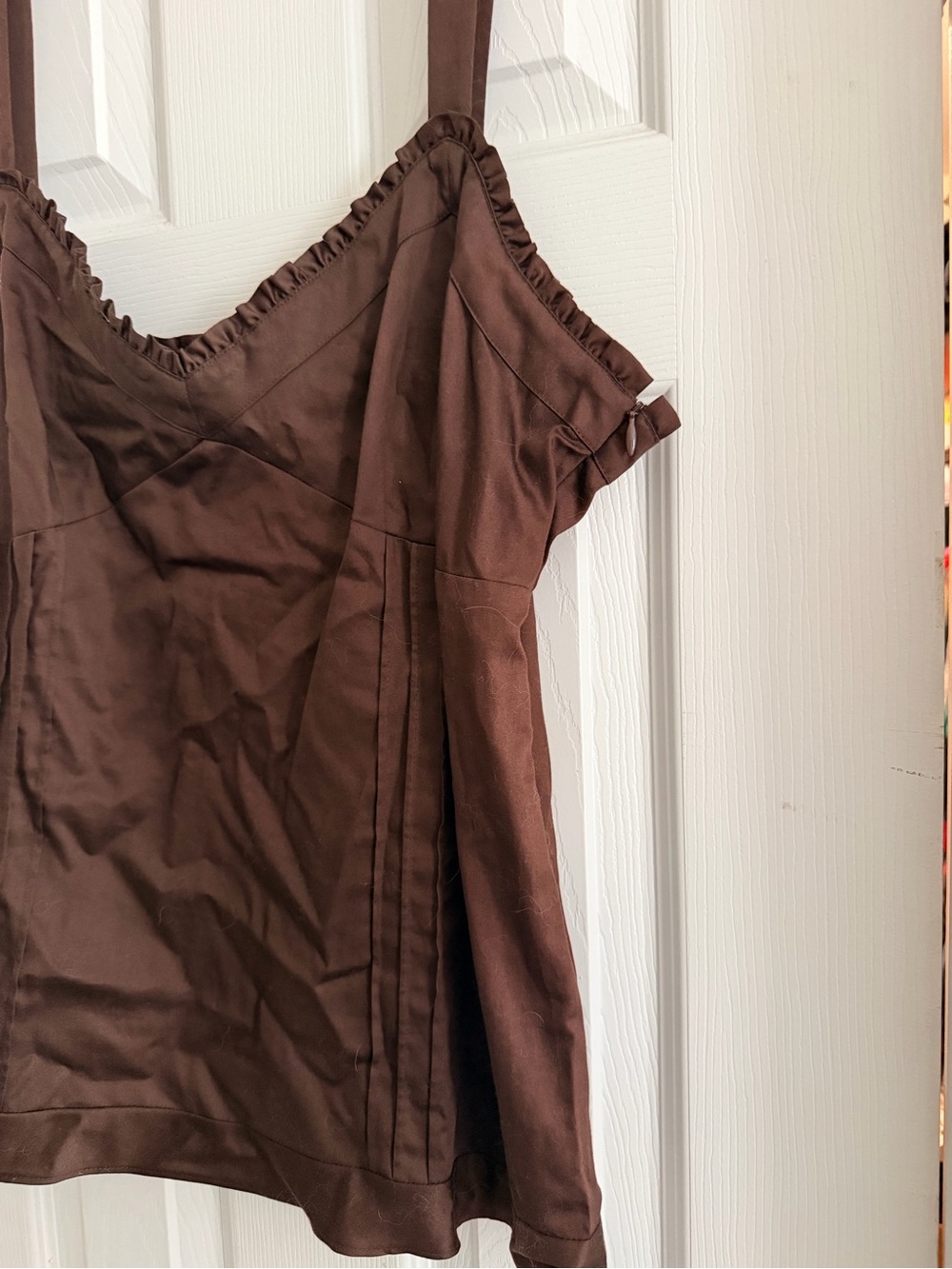 LOFT Brown Ruffle-Trim V-Neck Cami - Picture 2 of 3